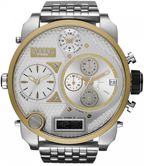 Altın ve gümüş rengi Diesel erkek kol saati modeli
