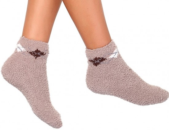 Açık kahverengi bileği desenli Penti kalın soket çorap modeli