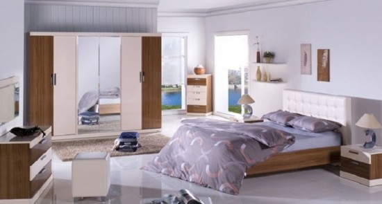 Açık pembe kahverengi Pera Bellona yatak odası modeli