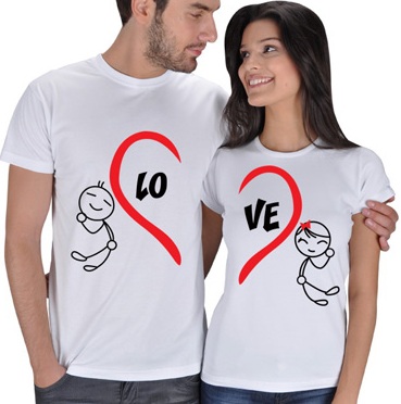 Aşk temalı sevgili tişörtleri modeli