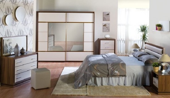 Beyaz kahverengi Casalis Bellona yatak odası modeli