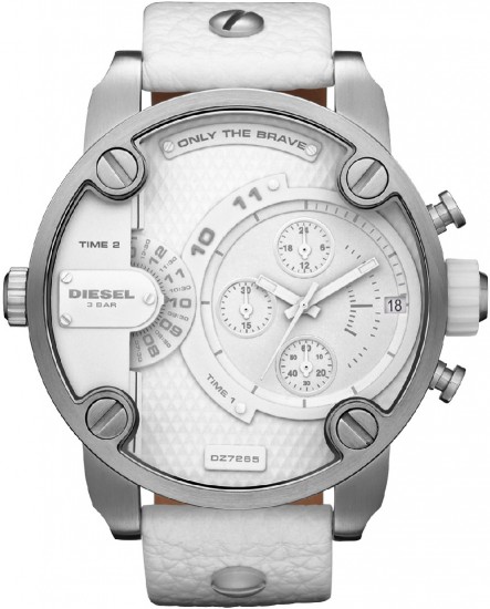 Beyaz ve gri Diesel erkek kol saati modeli