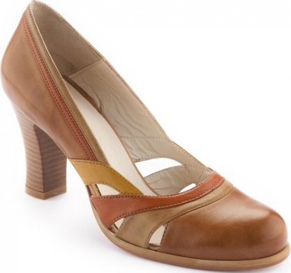 Delikli kahverengi klasik Yeşil bayan ayakkabı modeli