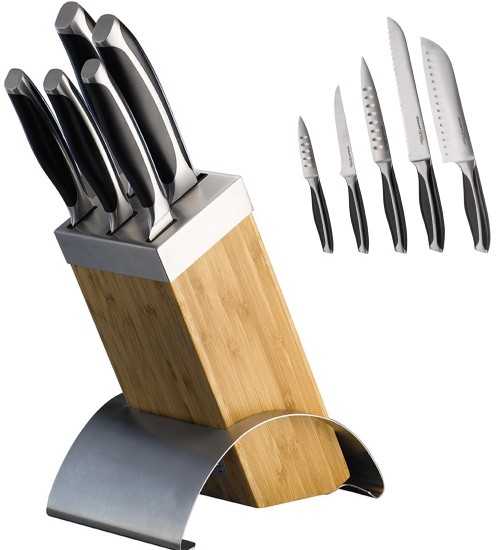 Emsan siyah ve gri saplı Sharp çelik bıçak seti modeli