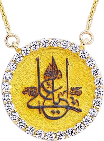 Etrafı taşlı Koçak Gold Osmanlı kolye modeli