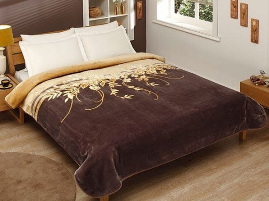 Gold kahve Victoria Taç çift kişilik battaniye modeli