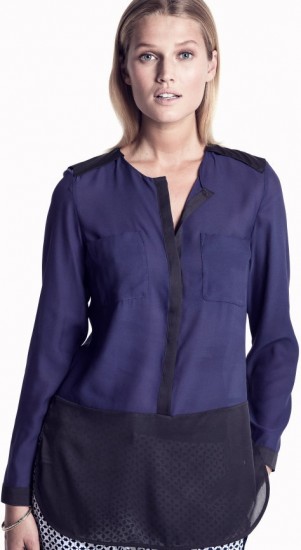 H&M lacivert siyah bayan baharlık bluz modeli