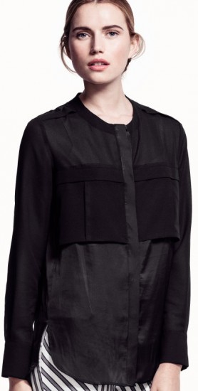 H&M siyah saten bayan baharlık gömlek modeli