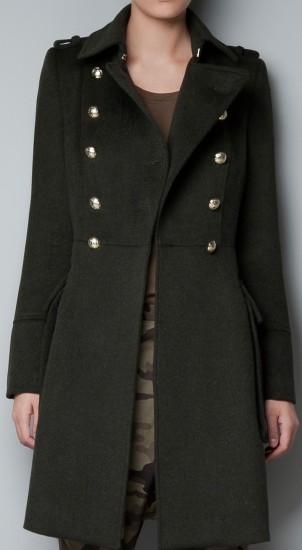 Haki renk askeri tarz Zara bayan kaban modeli