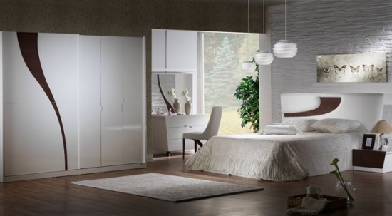 Kahverengi beyaz Valeria Bellona yatak odası modeli