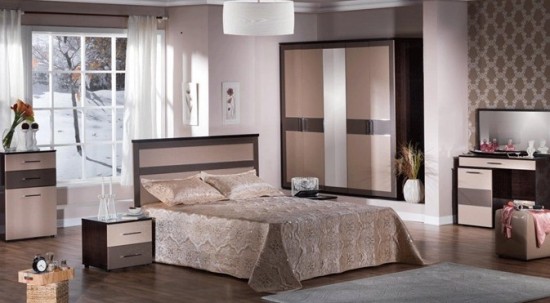 Kahverengi gri tonlarında Canada Bellona yatak odası modeli