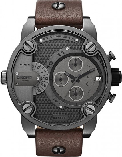 Kahverengi kordonlu kadranı desenli Diesel erkek kol saati modeli