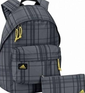 Kalem kutulu kare desenli Adidas erkek çocuk okul çantası modeli