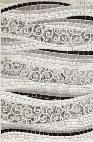 Kaşmir Boyut beyaz gri mozaik desenli halı modeli