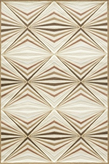 Kaşmir Kuğu krem kahverengi üçgen çizgi desenli halı modeli