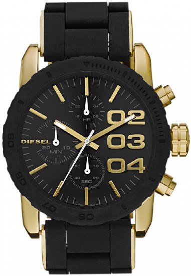 Kordon kenarları ve rakamları altın rengi Diesel erkek kol saati modeli
