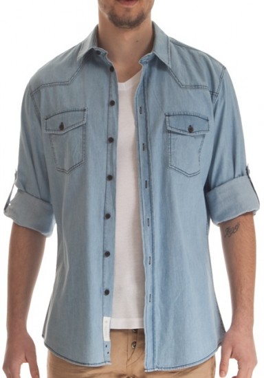 Koton açık mavi erkek kot gömlek modeli
