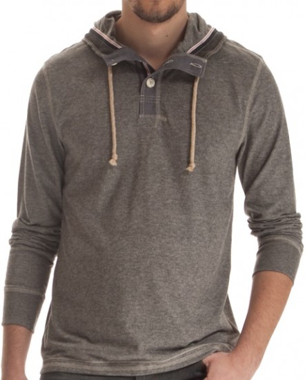 Koton gri düğmeli kapşonlu erkek sweatshirt modeli