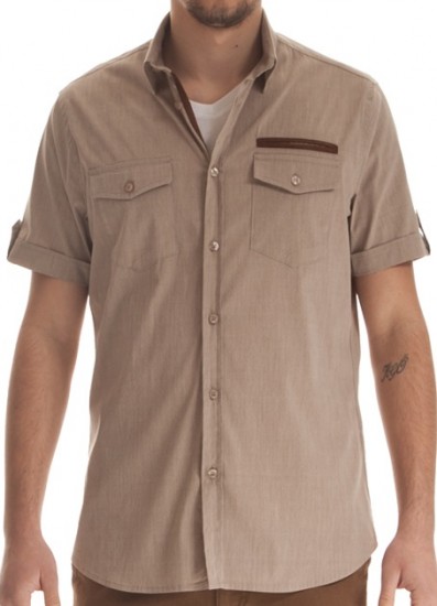 Koton kısa kollu vizon renk erkek gömlek modeli