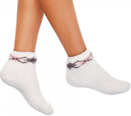 Krem rengi bileği desenli Penti kalın soket çorap modeli