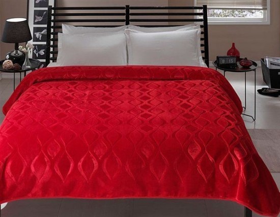 Kırmızı Riva Taç çift kişilik battaniye modeli