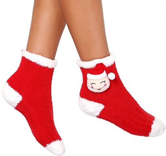 Kırmızı beyaz Penti kalın soket çorap modeli