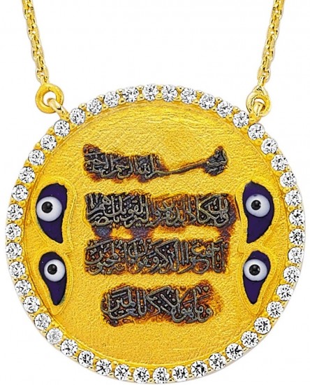 Nazar boncuklu yazılı Koçak Gold Osmanlı kolye modeli
