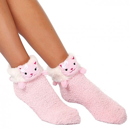 Pembe kedili Penti kalın soket çorap modeli
