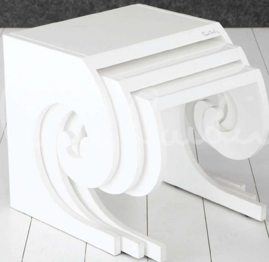 Pierre Cardin beyaz zigon sehpa modeli
