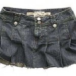 Pileli mini kot etek modeli