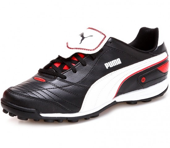 Puma beyaz şeritli kırmızı siyah futbol erkek spor ayakkabı modeli