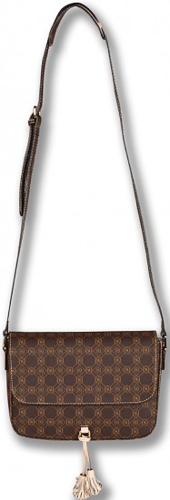 Püsküllü kahverengi Vakko küçük el çantası modeli