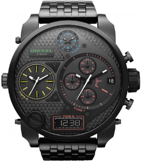 Renkli detaylı siyah Diesel erkek kol saati modeli