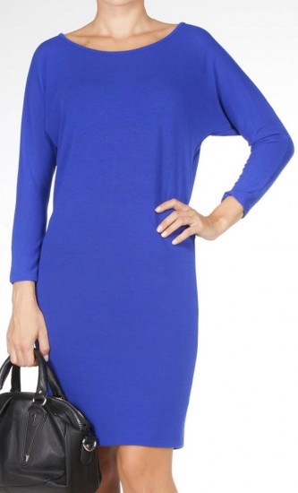 Saks mavisi Adil Işık yarasa kollu elbise modeli
