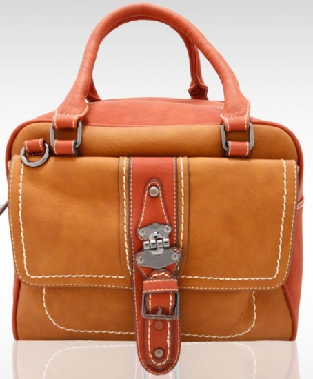 Sarı turuncu küçük Adil Işık bayan çantası modeli
