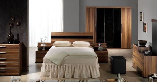 Siyah camlı kahverengi Monza Bellona yatak odası modeli