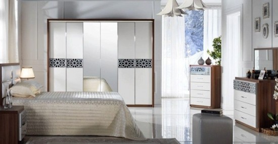 Siyah desenli beyaz Anatolya Bellona yatak odası modeli