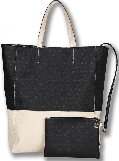 Siyah ve pudra renkli Vakko büyük el çantası modeli