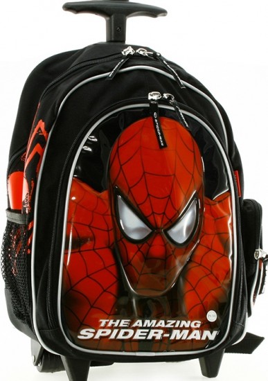 Siyah çek çekli örümcek adam erkek çocuk okul çantası modeli