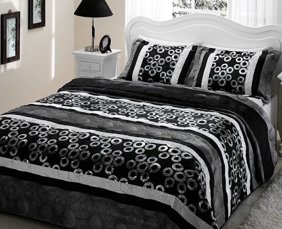 Taç Pendore siyah gri çift kişilik yatak örtüsü modeli