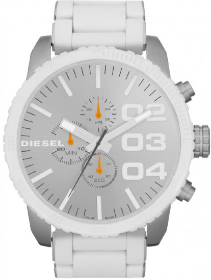 Turuncu göstergeli gri beyaz Diesel erkek kol saati modeli
