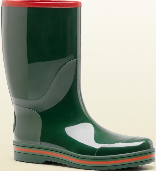 Yağmur için yeşil Gucci erkek çizme modeli