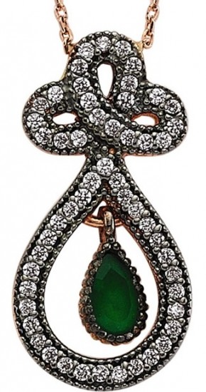 Yeşil damla taşlı Koçak Gold Osmanlı kolye modeli