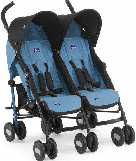 İkiz bebekler için mavi Chicco bebek arabası modeli
