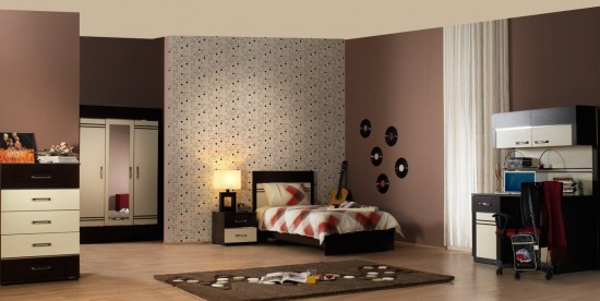 İstikbal krem koyu kahverengi Karel genç odası modeli