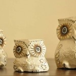 Baykuş ailesi ahşap süs eşyası modeli