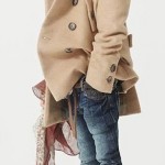 Bej rengi kaşe kız çocuk kaban modeli