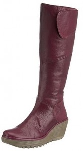 Bordo deri dolgu topuklu çizme modeli