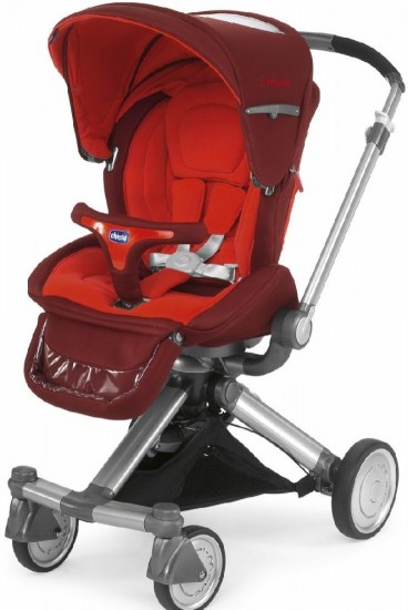 Bordo kırmızı Chicco bebek arabası modeli