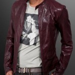 Bordo kısa erkek deri mont modeli